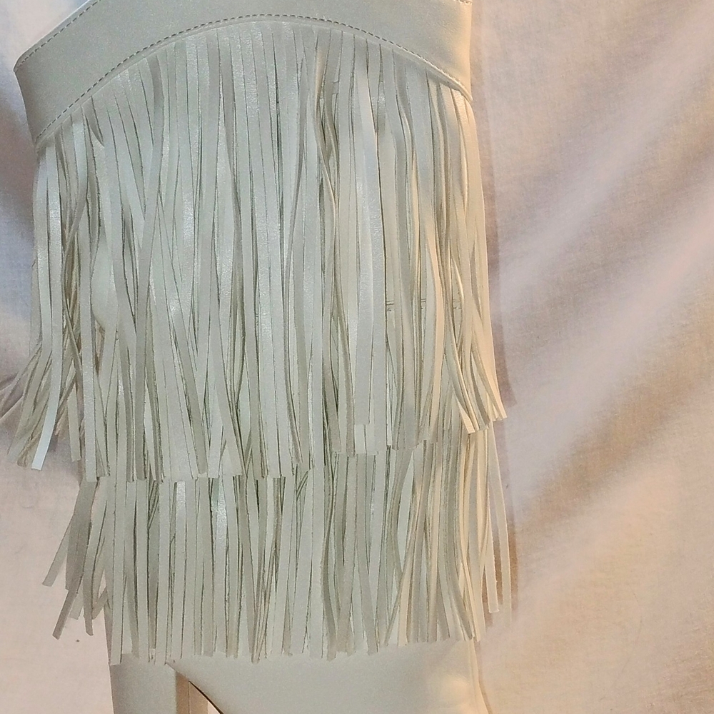 Liliana Fringed White Leather Cowgirl Boots Brand New With Tags No Box. Size 5.5 - Picture 5 of 12